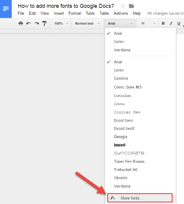 How to add more fonts on google docs